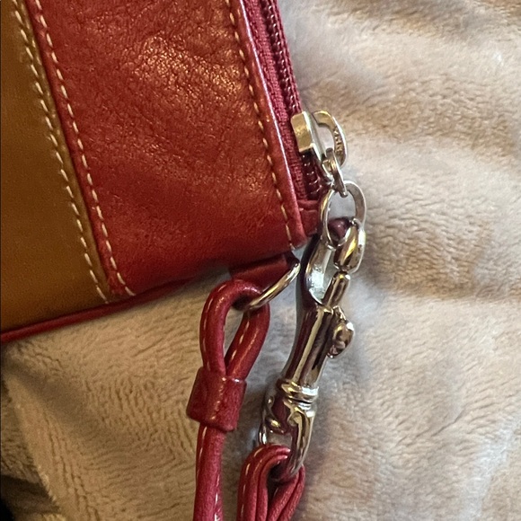 Coach Vintage Rugby Stripe Leather Wristlet – Brown/Red – 2003 - Picture 5 of 7